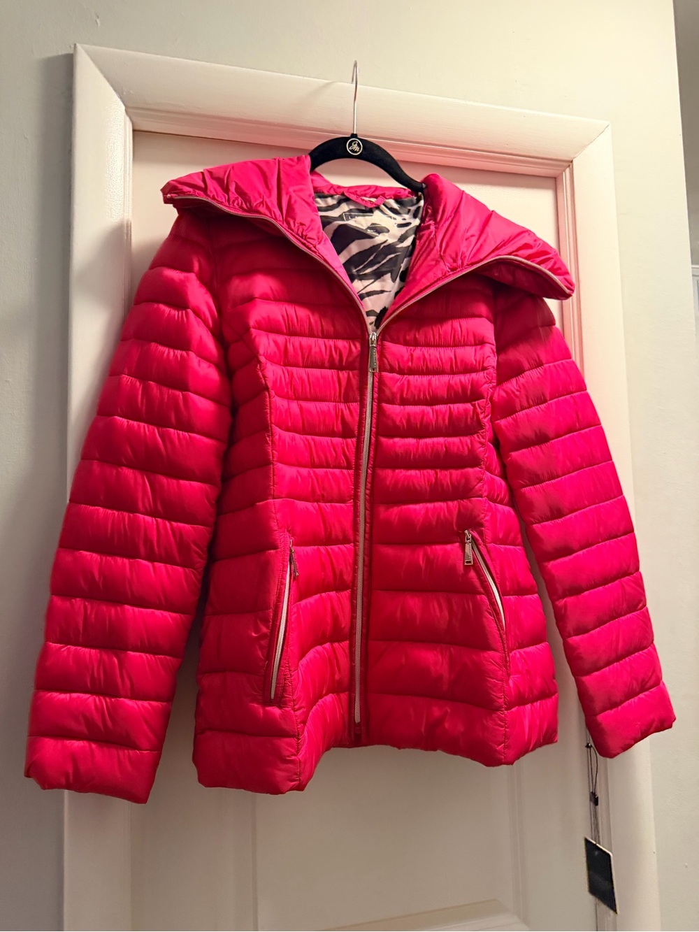 Laundry Hot Pink Women's Hooded Packable Puffer Jacket NWT M